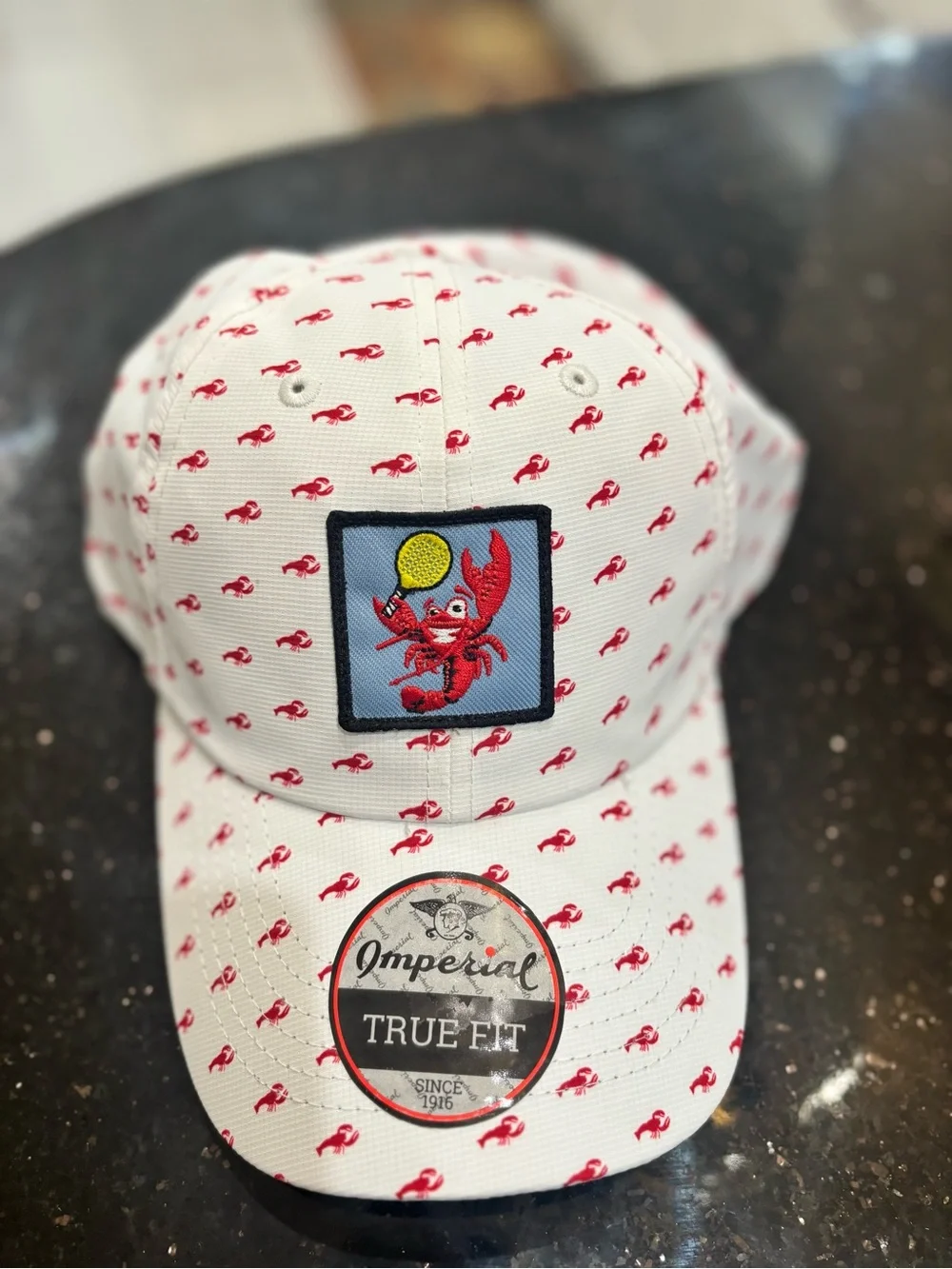 White Kids' Crab Print Cap with Embroidered Crab Patch